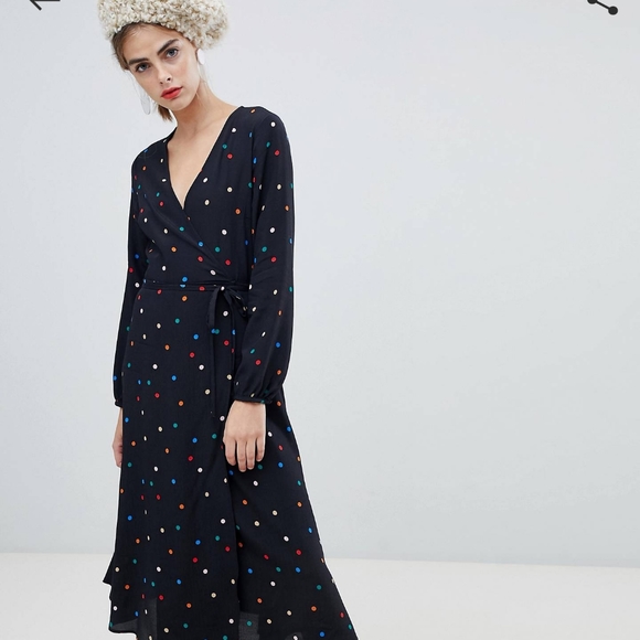ASOS Dresses & Skirts - ♥️SOLD♥️ASOS Multicolored Polkadot Wrap Dress